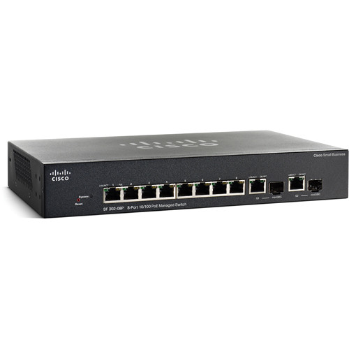 8-Port 10/100Mbps PoE Switch Cisco SF302-08P (SRW208P-K9)