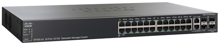 24-port 10/100Mbps + 4-Port Gigabit Stackable Managed Switch Cisco SF500-24-K9-G5
