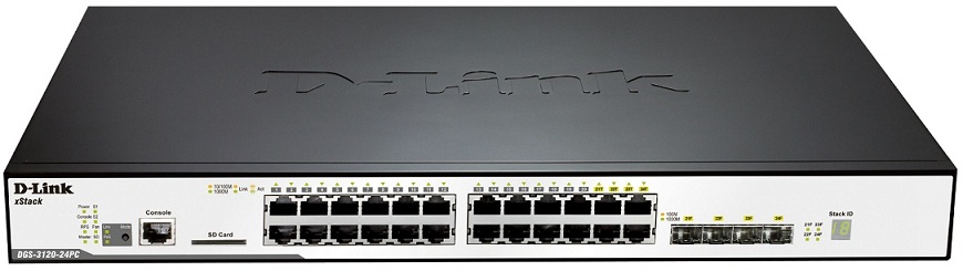 24-Port Gigabit L2 Stackable Managed PoE Switch D-Link DGS-3120-24PC/EEI