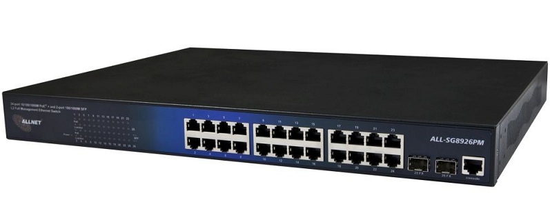 24-Port 10/100/1000BAse-T PoE + 2 Gigabit SFP Managed Switch ALLNET ALL-SG8926PM