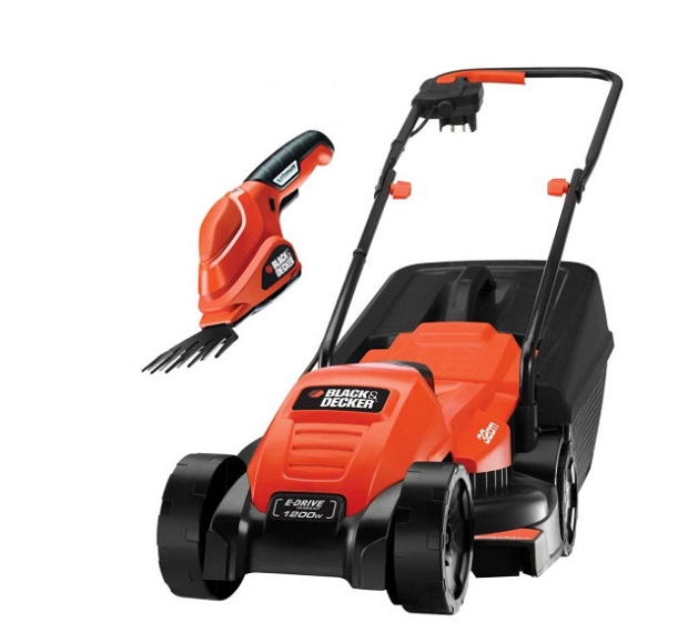 Bộ máy cắt cỏ xe đẩy 1200W Black & Decker EMAX32GSL2 + phụ kiện tỉa lá dùng pin GSL200