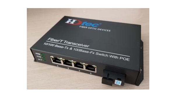 4-Port 10/100/1000Mbps Converter Switch POE Quang HDTec