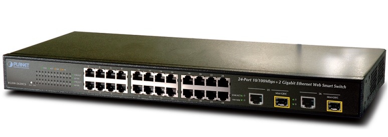 24-Port 10/100Mbps + 2 Gigabit Switch FGSW-2620CS