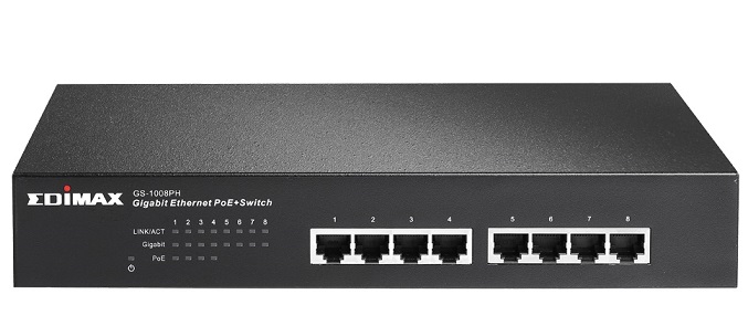 8-Port Gigabit Ethernet with 4 PoE Ports (80W) Switch EDIMAX GS-1008PH