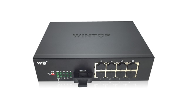 8-port 10/100Base-T(X)+1-port 1000Base-F(X) PoE Switch WINTOP YT-DS109-1GF8T-AF