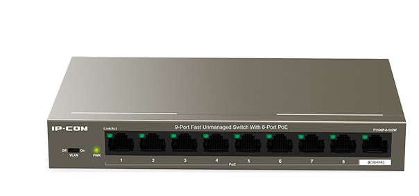 8-Port PoE 10/100Mbps PoE Switch IP-COM F1109P-8-102W