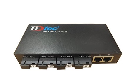 Converter kết hợp HDTEC 4 cổng quang 2 cổng RJ45 1G