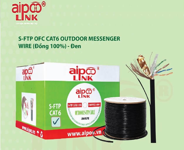 Cáp mạng Outdoor Aipoo Link CAT6 SFTP OFC with Messenger