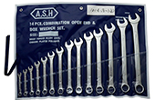 Công cụ đồ nghề Asahi | Bộ cờ lê vòng miệng hệ inch 14 chi tiết 3/8”-1.1/4” Asahi 1014