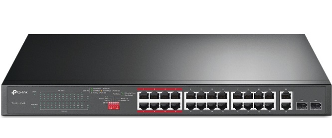 24-Port 10/100Mbps + 2-Port Gigabit Unmanaged PoE+ Switch TP-LINK TL-SL1226P