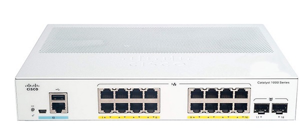 16-port Gigabit Ethernet + 2-port 1G SFP Uplinks PoE Switch Cisco C1000-16P-E-2G-L