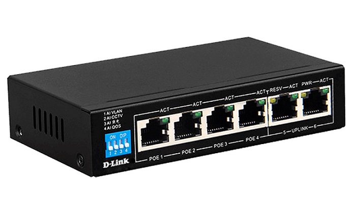 4-Port 10/100/1000 PoE Switch D-Link DGS-F1006P-E