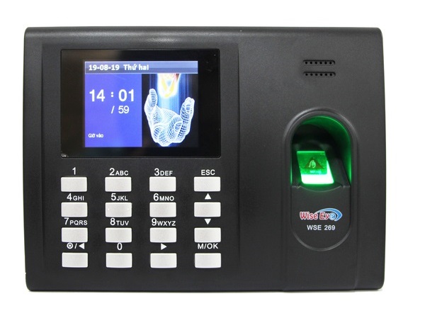 Máy chấm công vân tay, thẻ cảm ứng và pin lưu điện WISE EYE WSE-269