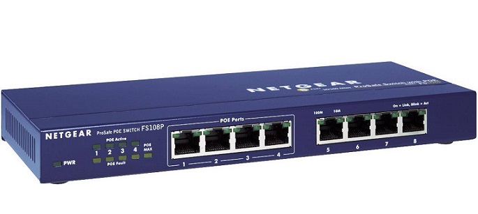 8-port 10/100 Fast Ethernet with 4-Port PoE Unmanaged Switch NETGEAR FS108P