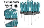 Tua vít TOTAL | Bộ 10 tua vít dẹp, bake, sao và tua vít chuẩn TOTAL THTDC251001