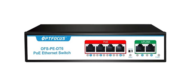 4-port 100M PSE +2-port 100M Uplink PoE Switch OPTFOCUS OFS-PE-DT6