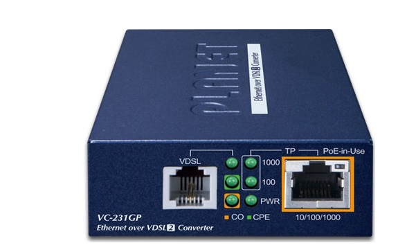 1-Port 10/100/1000T 802.3at PoE+ Ethernet to VDSL2 Converter PLANET VC-231GP
