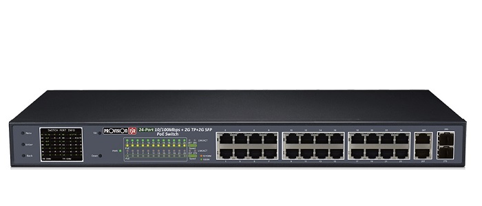 24-port 10/100Mbps + 2RJ45 + 2SFP PoE Switch Provision-ISR PoES-24370CL+2G+2SFP 24-port 10/100Mbps + 2RJ45 + 2SFP PoE Switch Provision-ISR PoES-24370CL+2G+2SFP