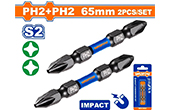 Bộ 2 mũi bắt vít đóng 2 đầu PH2+PH2 65mm WADFOW WSV3K62
