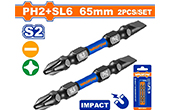 Bộ 2 mũi bắt vít đóng 2 đầu PH2+SL2 65mm WADFOW WSV3K63