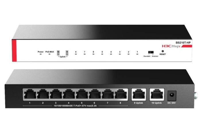 10-Port Gigabit Ethernet Unmanaged PoE Switch H3C Magic BS210T-HP 10-Port Gigabit Ethernet Unmanaged PoE Switch H3C Magic BS210T-HP