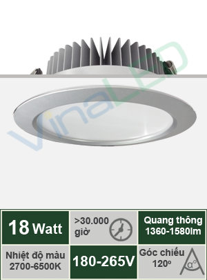 Đèn LED âm trần 18W VinaLED DL-E18S