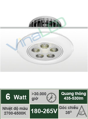 Đèn LED âm trần 6W VinaLED DL-C06H