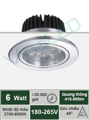 Đèn LED âm trần 6W VinaLED DL-M06H