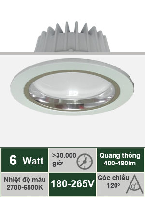 Đèn LED âm trần 6W VinaLED DL-L06S 
